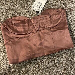 Zara Satin Crop Top in Rose